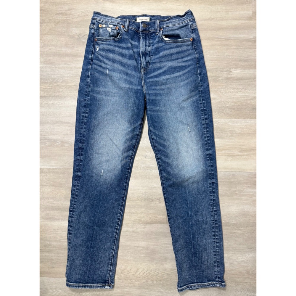 AE77 American Eagle Mom Jeans Womens 10 Regular High Rise Straight Distressed